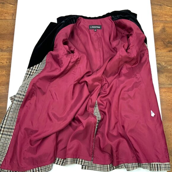 Vintage J. Peterman Wool Plaid Edwardian Coat Velvet Collar Sz 8 - Picture 15 of 16